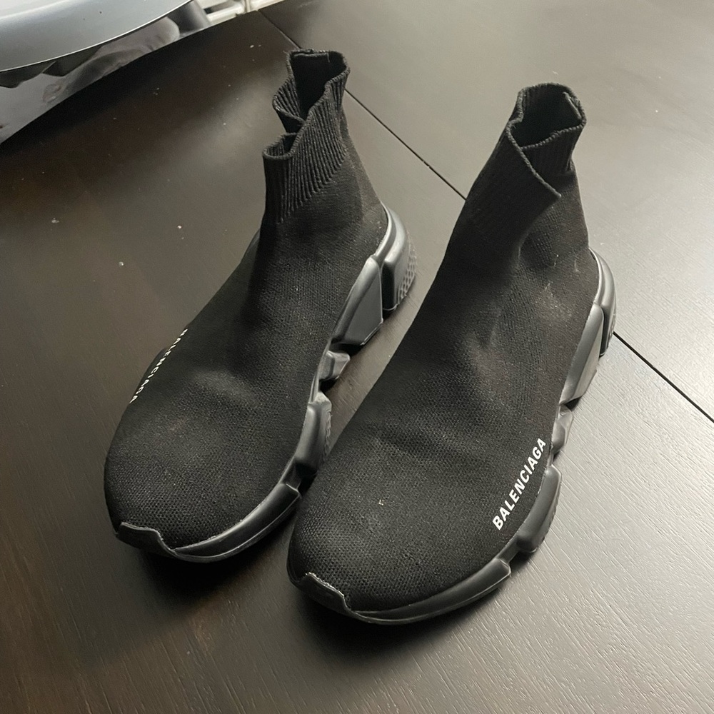 BALENCIAGA SPEED RECYCLED KNIT SNEAKER IN BLACK